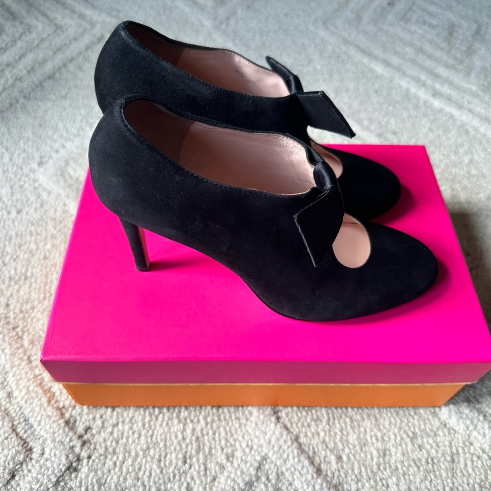 Kate Spade Bavila - Black Suede Bow Heels